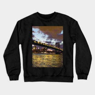 Manhattan Bridge Night Manhattan Skyline Brooklyn NYC Crewneck Sweatshirt